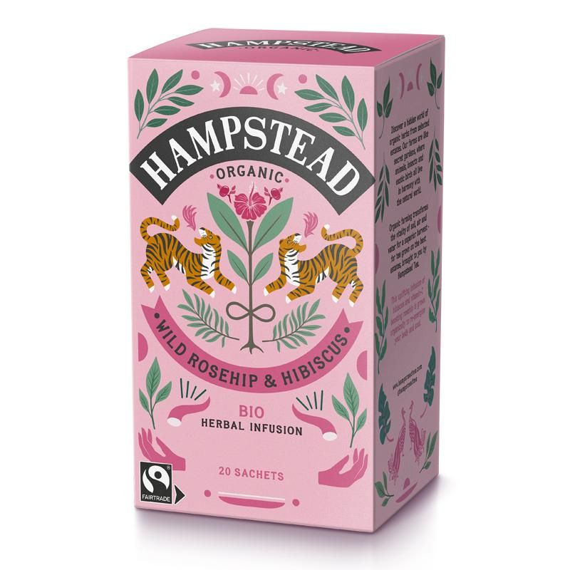 Hampstead Tea London Organický šípkový čaj s ibištekom, 20ks 30g