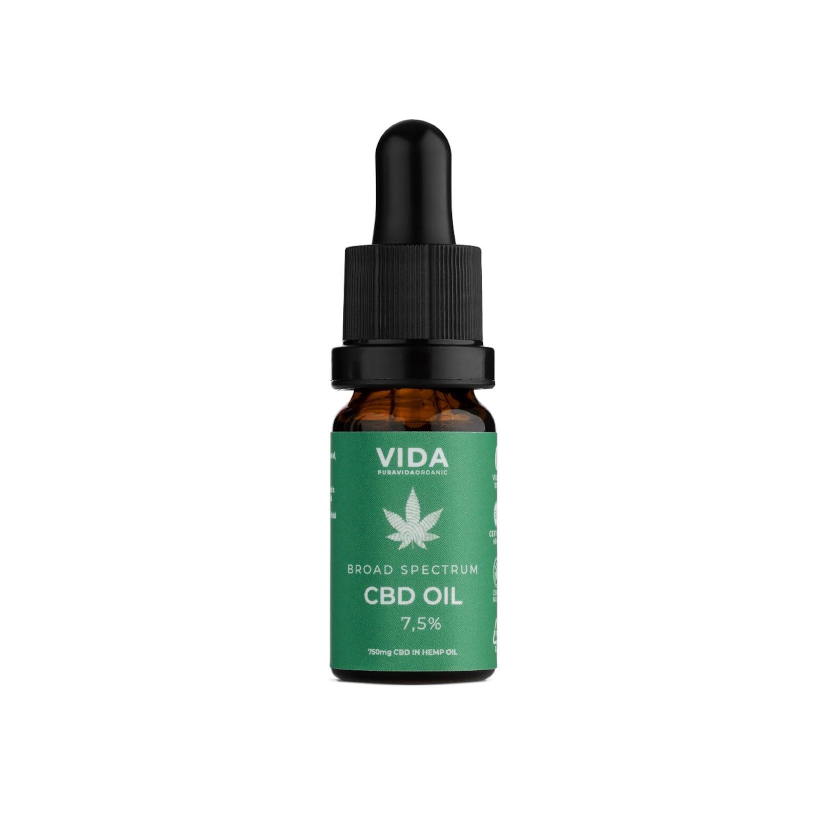 Pura Vida Organic CBD olej 7,5%, široké spektrum 10 ml