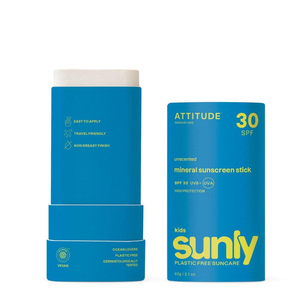 Attitude Dětská 100 % minerální ochranná tyčinka na celé tělo ATTITUDE (SPF 30) bez vůně 60g 