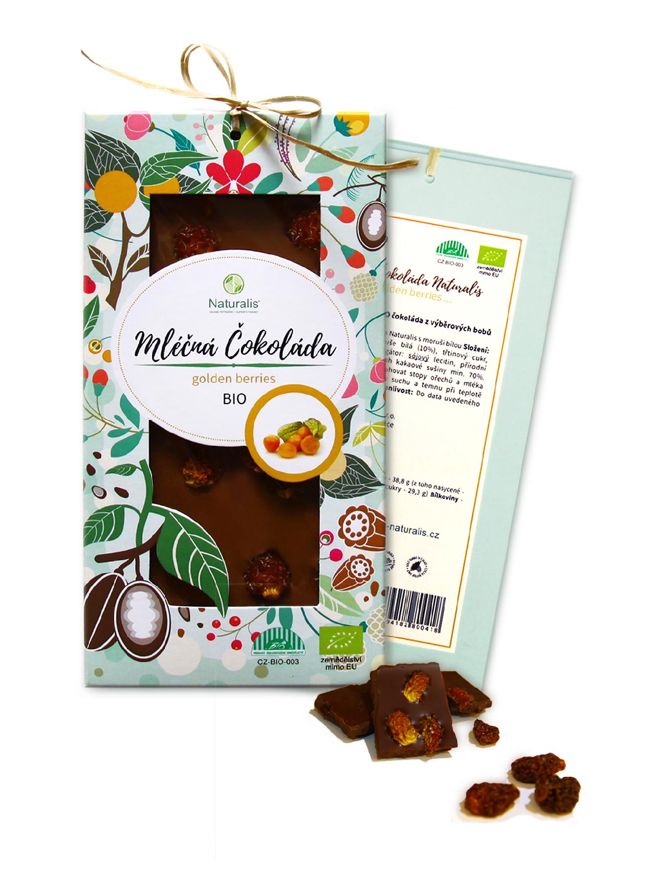 Naturalis Naturalis Čokoláda s golden berries mléčná BIO, 80g 