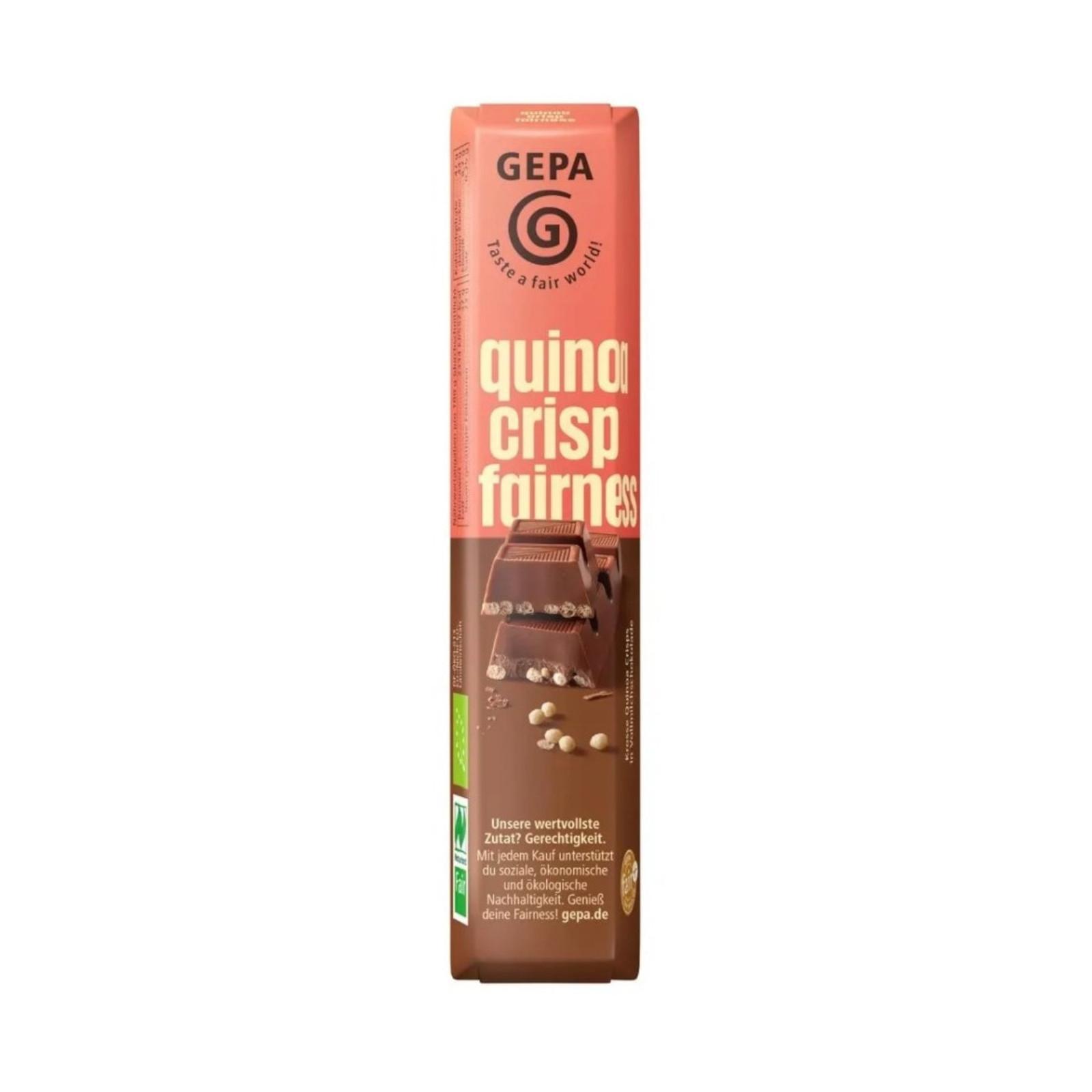Gepa Bio mléčná čokoládová tyčinka s quinoa křupinkami 45 g