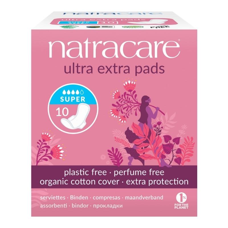 Natracare NATRACARE Menstruační vložky Ultra Extra SUPER s křidélky 10 ks 