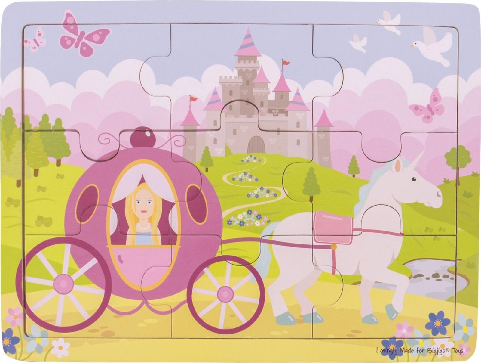 Bigjigs Toys Bigjigs Toys Dřevěné puzzle princezna s kočárem 