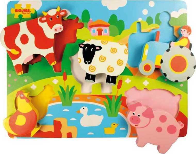 Bigjigs Toys Bigjigs Toys Dřevěné vkládací puzzle Farma 