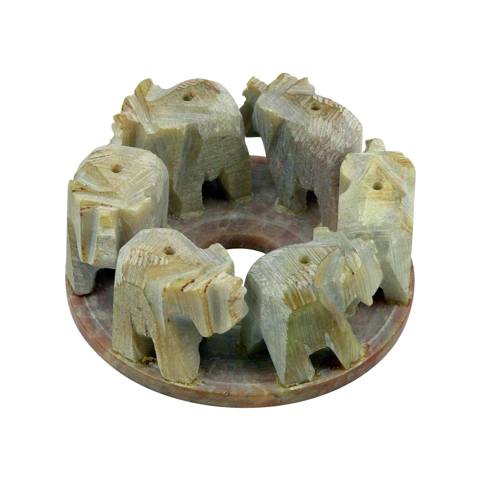 Shanti Stojánek kamenný na vonné tyčinky, sloni v kruhu 1 ks