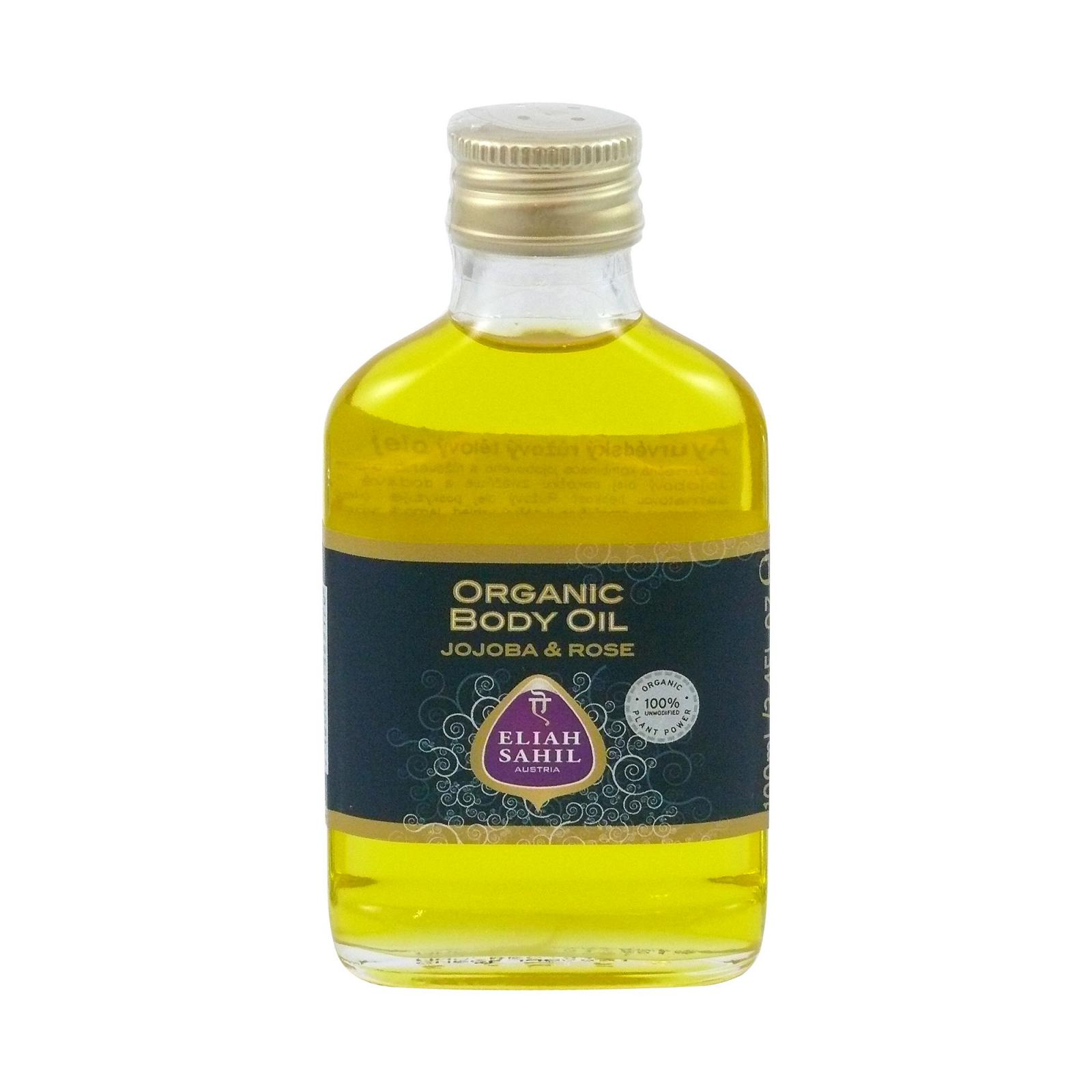 Eliah Sahil Organic Ájurvédský bio jojobový tělový olej s růží 100 ml