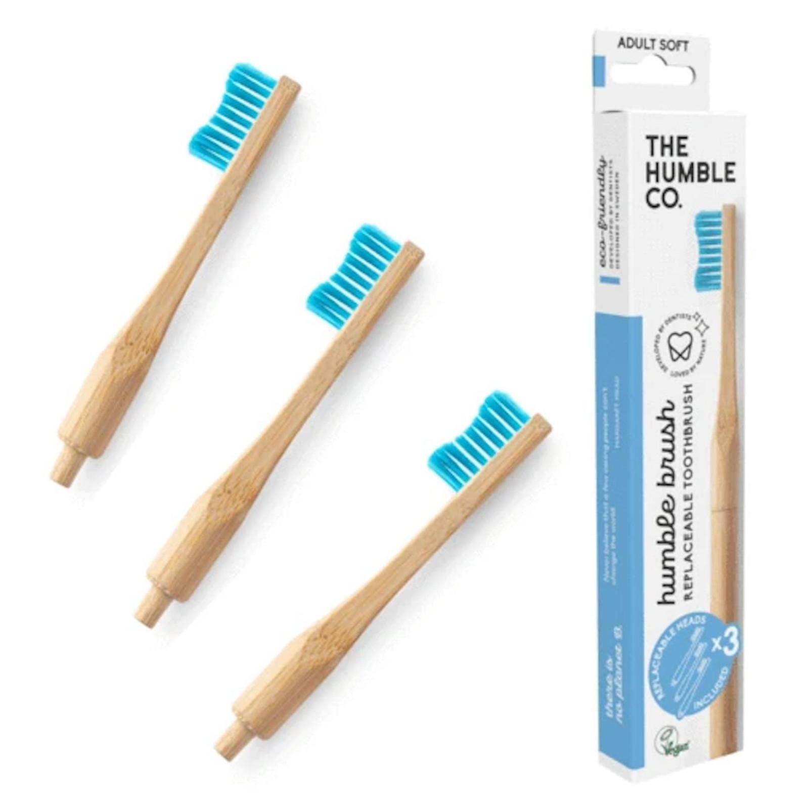 Humble Brush Zubní kartáček soft a vyměnitelné hlavice, modrý 1 + 2 ks
