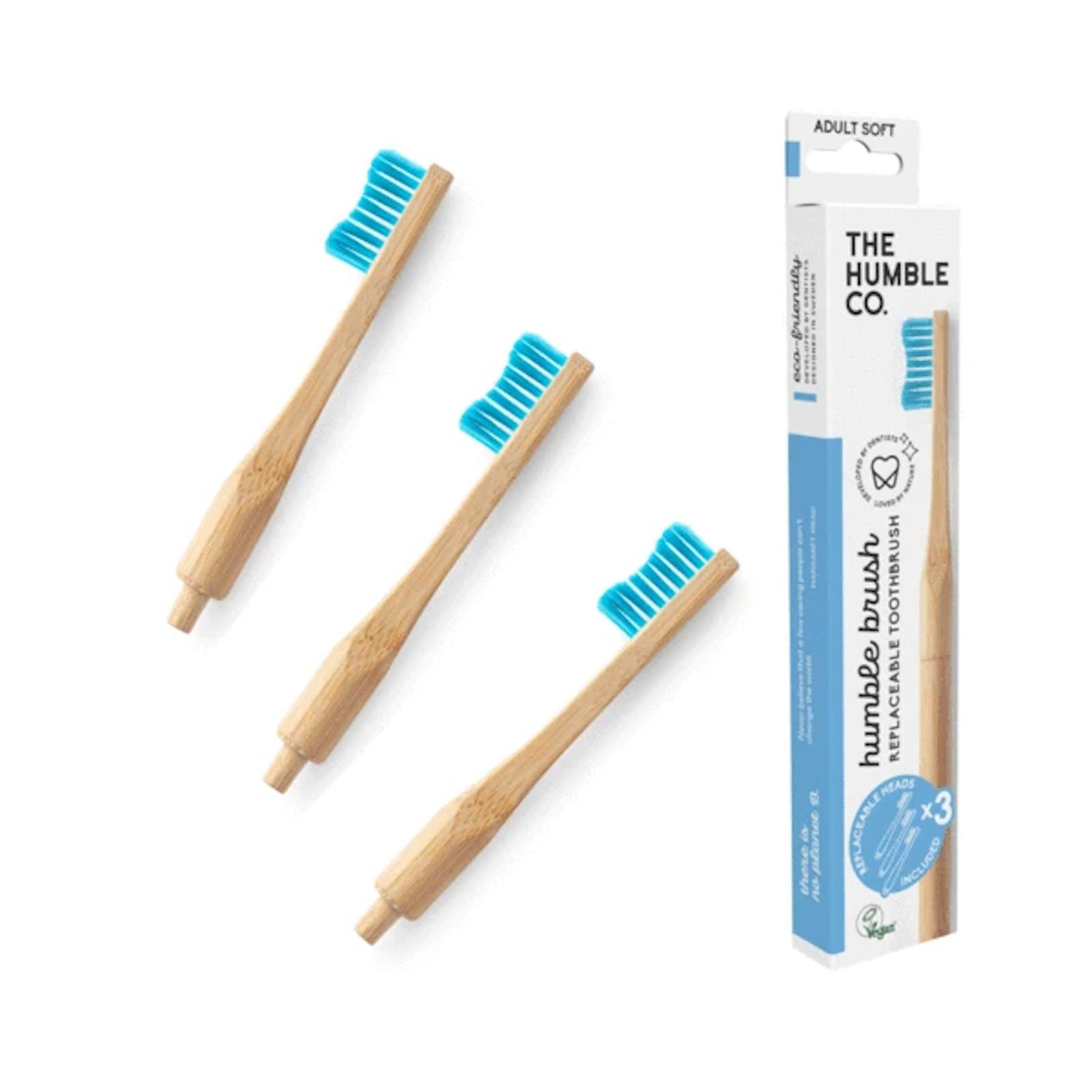 Humble Brush Zubní kartáček medium a vyměnitelné hlavice, modrý 1 + 2 ks