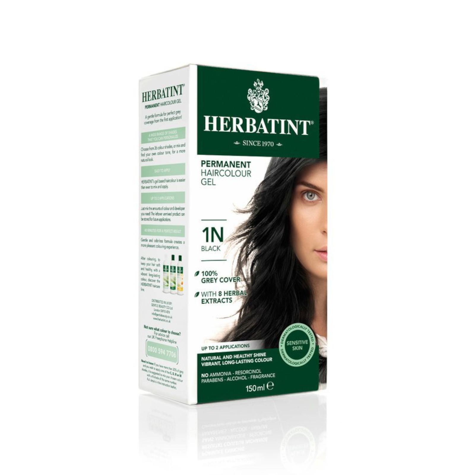 HERBATINT Permanentní barva na vlasy černá 1N 150 ml