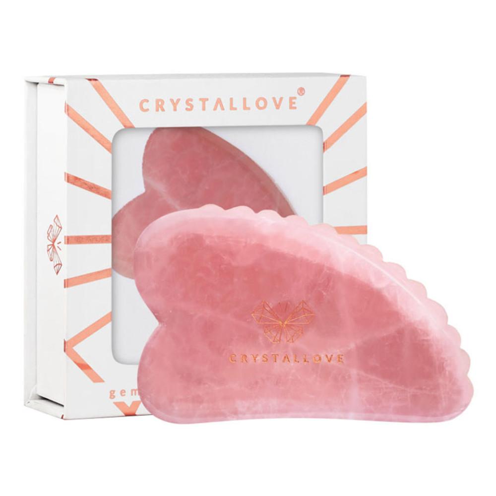 Crystallove Guasha, masážní pomůcka na obličej, 3D rose quartz 1 ks