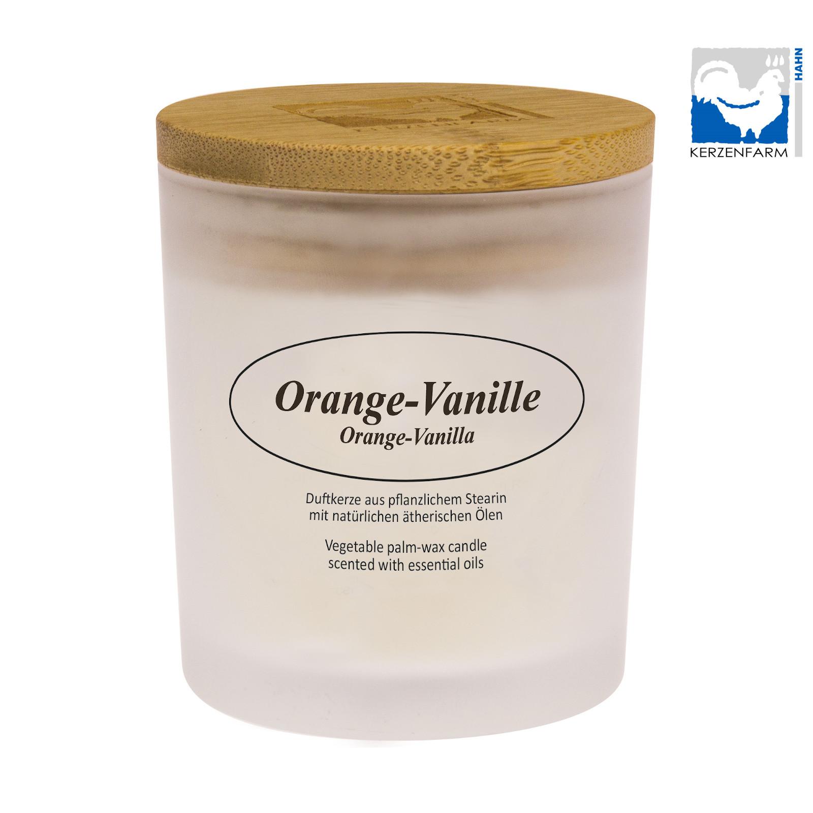 Kerzenfarm Přírodní svíčka Orange Vanilla, mléčné sklo 1 ks, 8 cm
