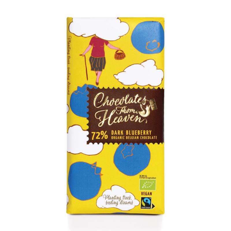 Chocolates from Heaven BIO hořká čokoláda s borůvkami 72%  100g