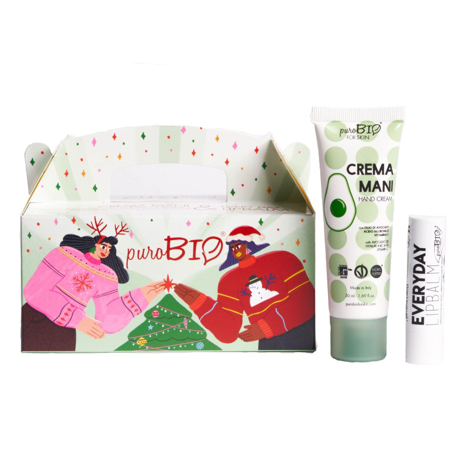 puroBIO cosmetics Vánoční set krém na ruce, balzám na rty 1 ks