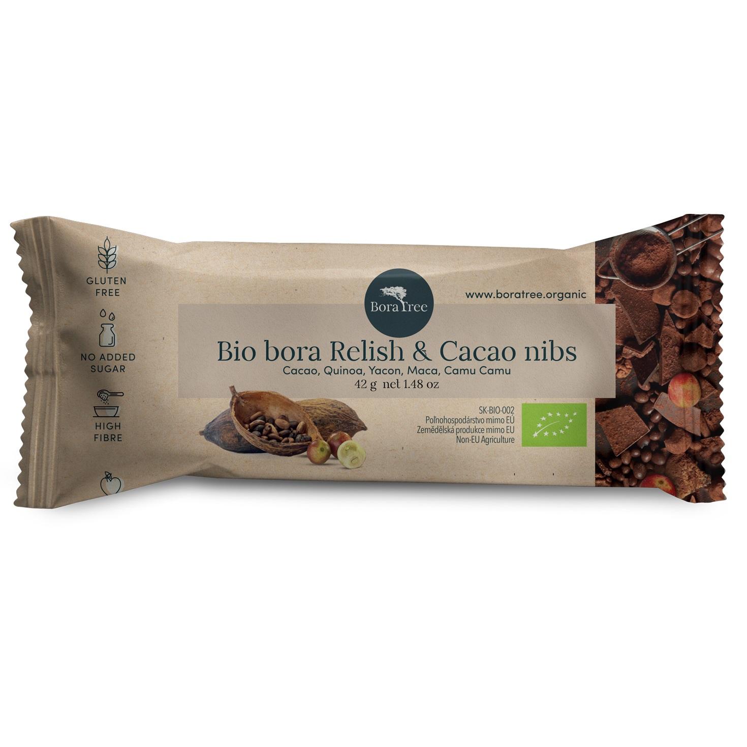BoraTree BIO Tyčinka s kakaovými boby a směsí Bio bora Relish 42 g