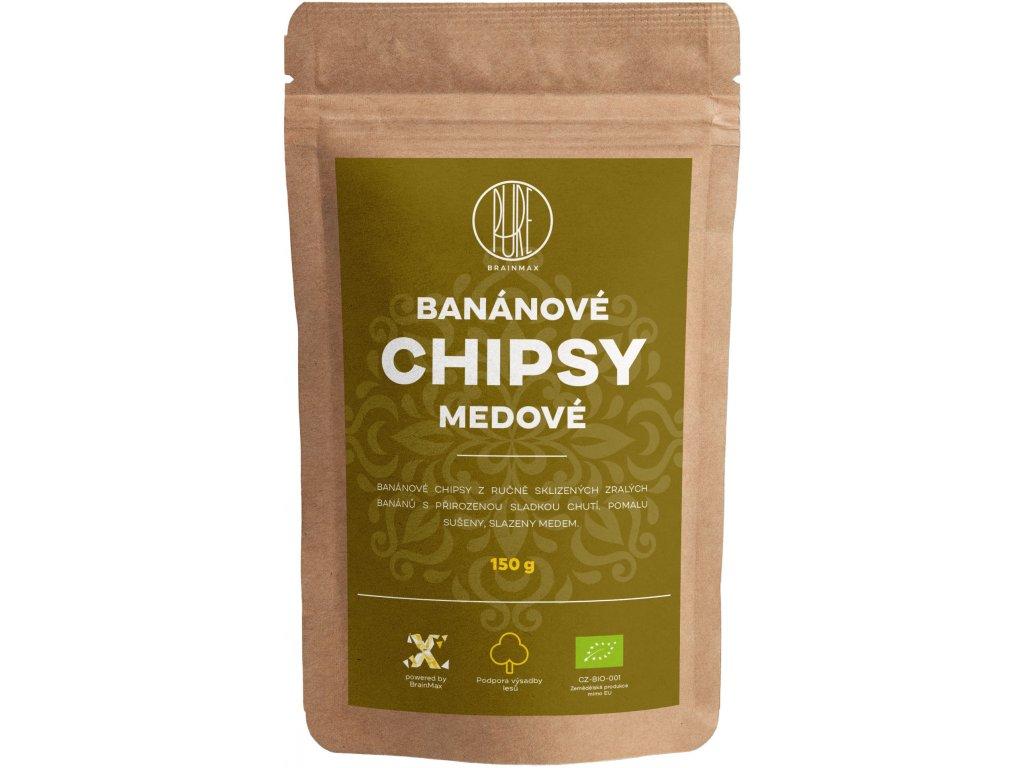 BrainMax BrainMax Pure Banánové chipsy medové BIO, 150 g 