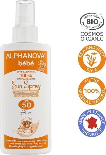 Alphanova Bébé Opalovací mléko ve spreji pro miminka SPF 50 125 ml 