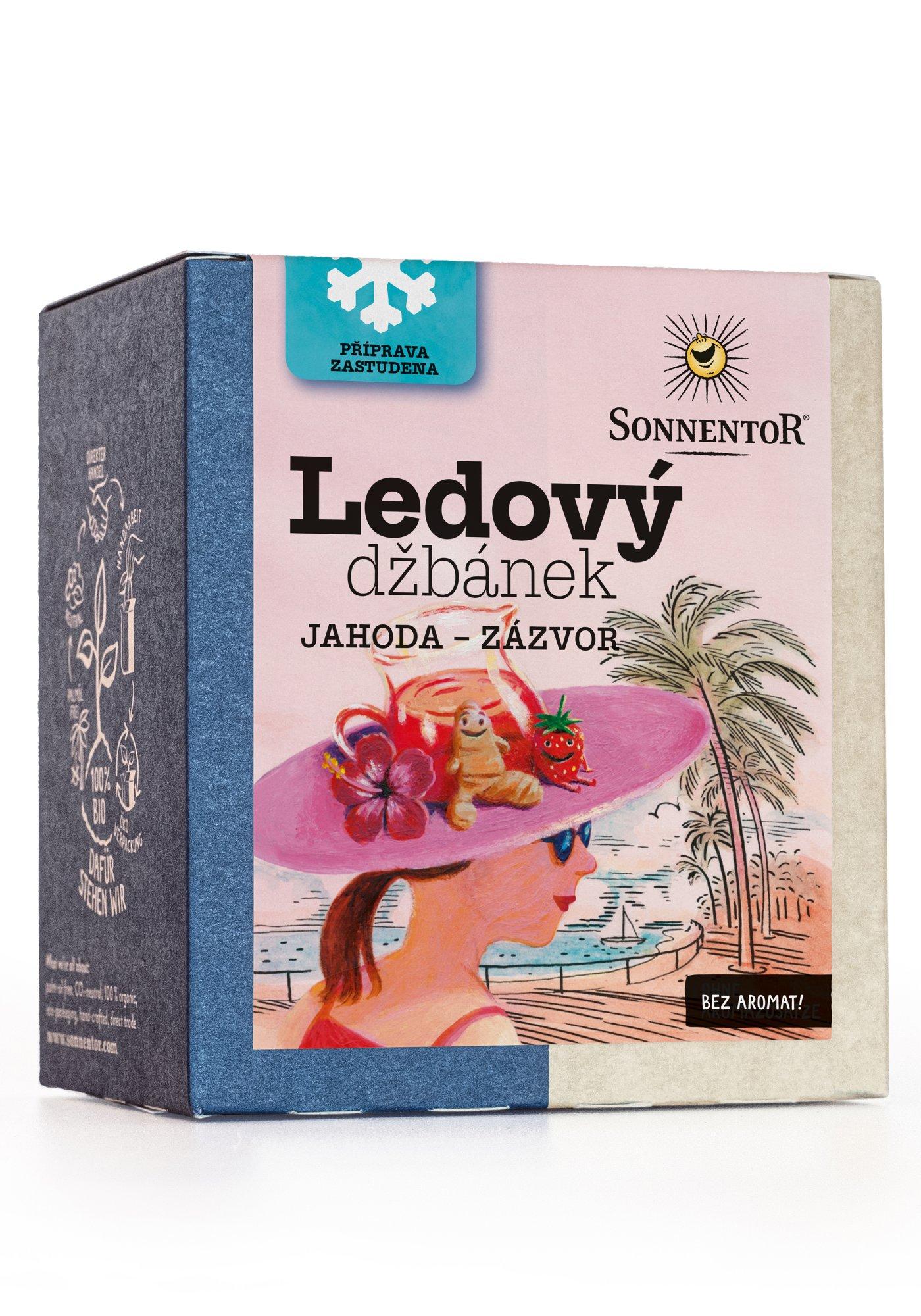 Sonnentor Ledový džbánek® jahoda – zázvor bio 44,8g pyramida 