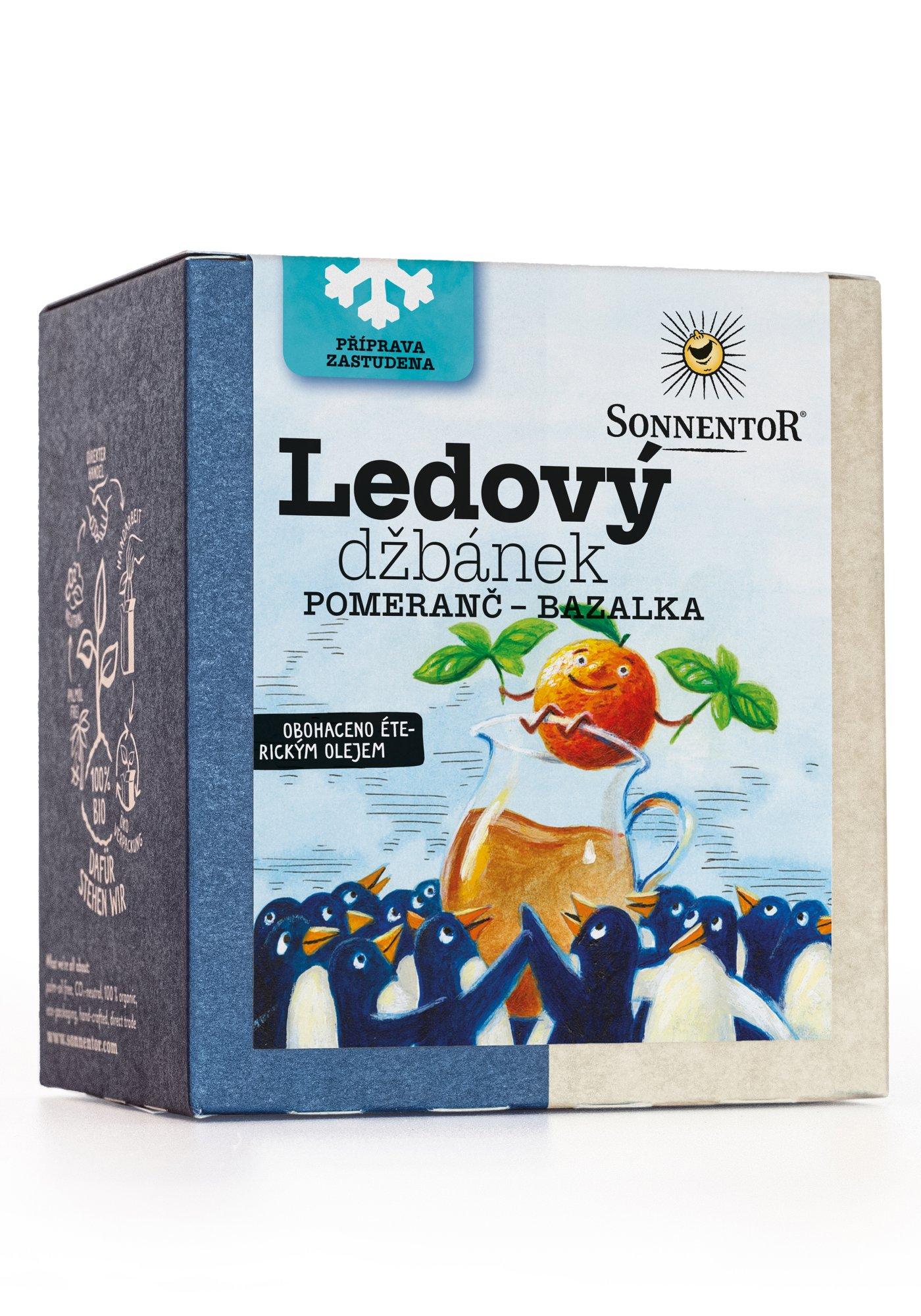 Sonnentor Ledový džbánek® pomeranč – bazalka bio 40g pyramida 