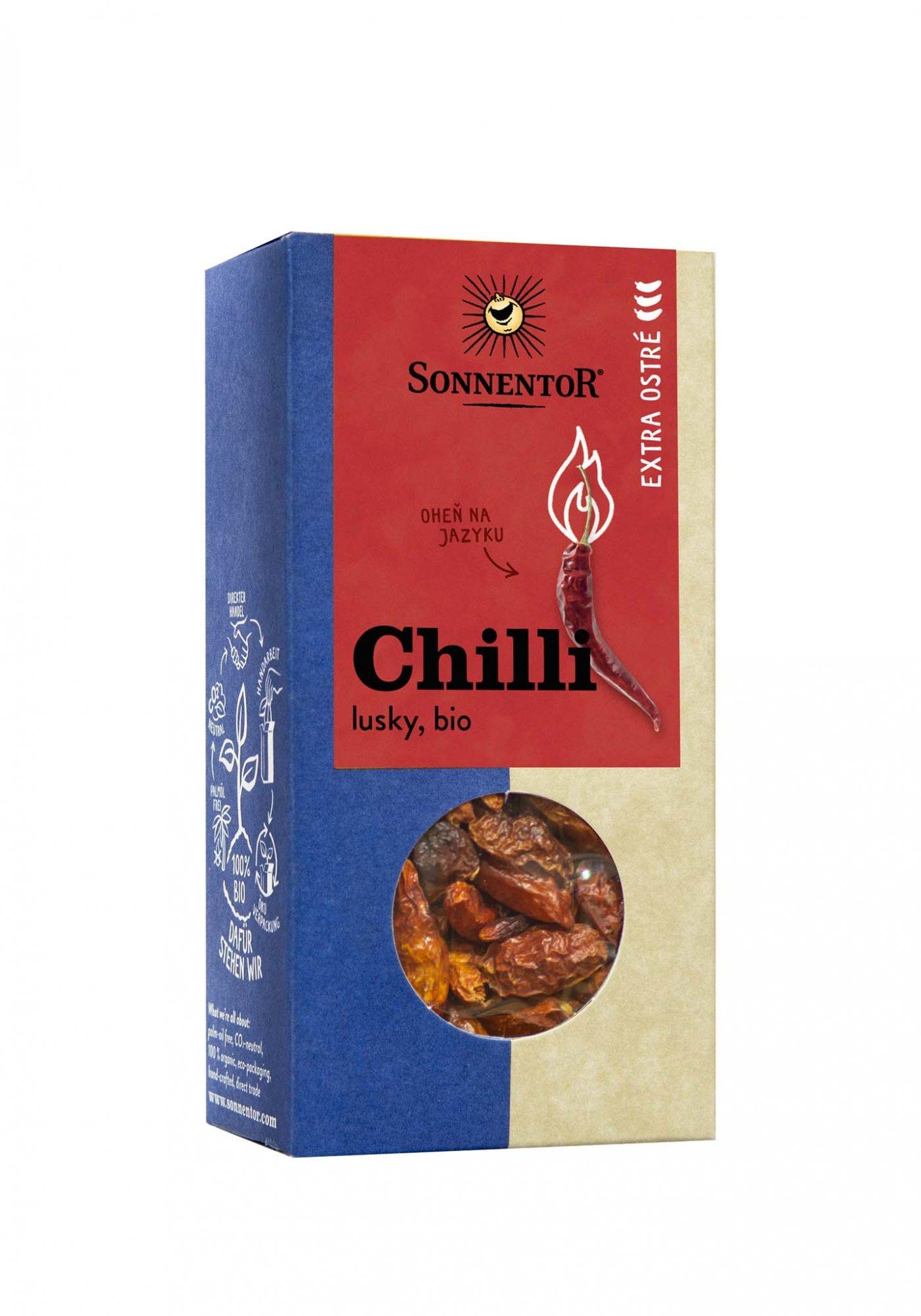 Sonnentor Chilli bio extra ostré, lusky 25g 