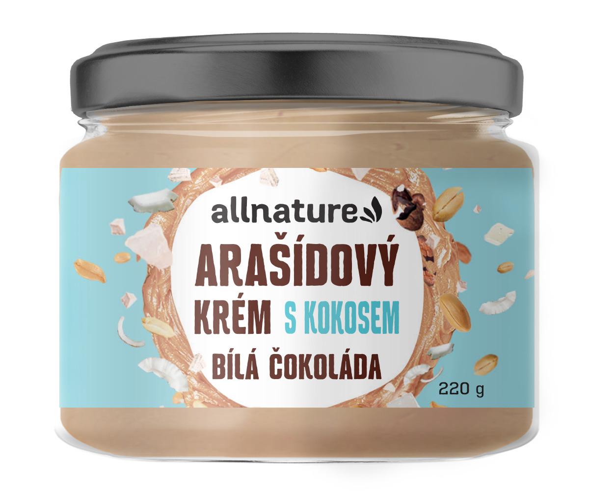 Allnature Allnature Arašídový krém s bílou čokoládou a kokosem, 220 g 