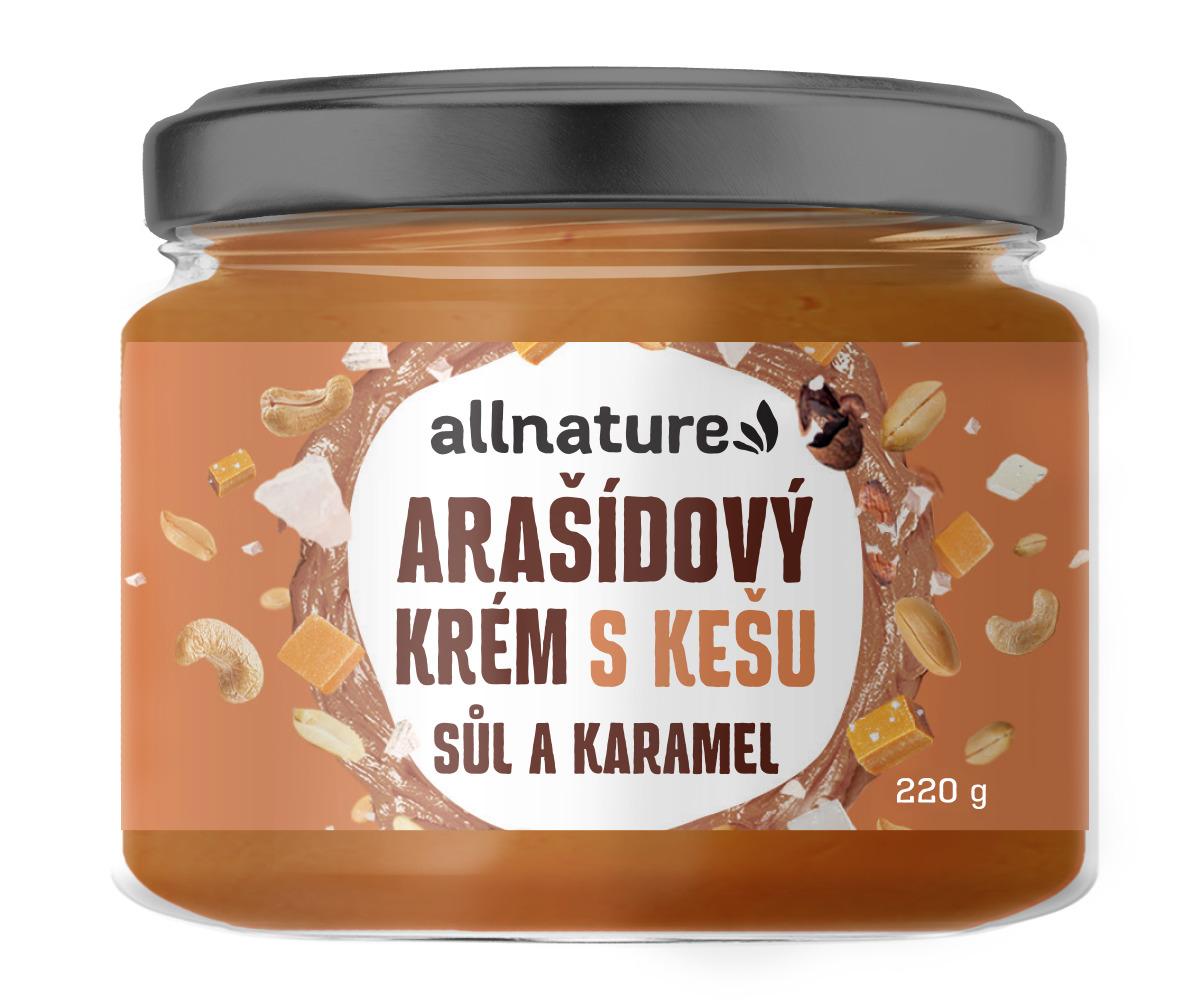 Allnature Allnature Arašídový krém s kešu, solí a karamelem, 220 g 