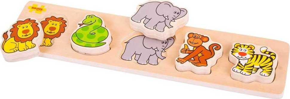 Bigjigs Toys Bigjigs Baby Dřevěné vkládací puzzle safari 