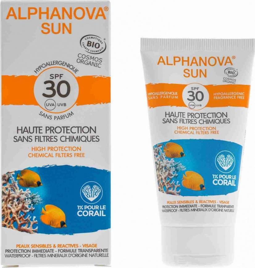 Alphanova Opalovací krém na obličej SPF 30, 50 g BIO 