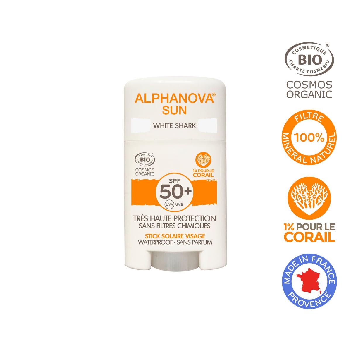 Alphanova Opalovací krém v tyčince SPF 50 bílý 12 g BIO 