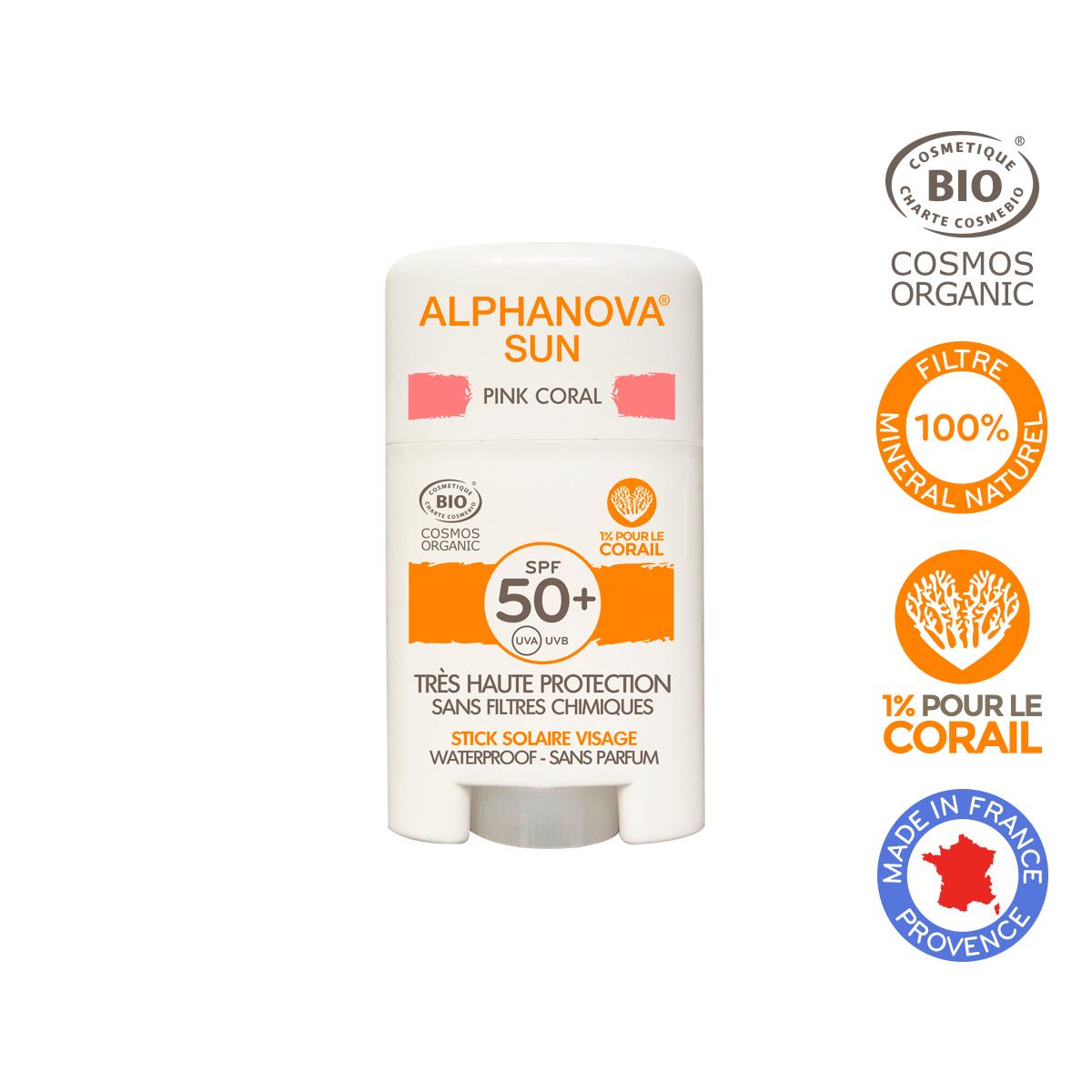 Alphanova Opalovací krém v tyčince SPF 50 růžový 12 g BIO 