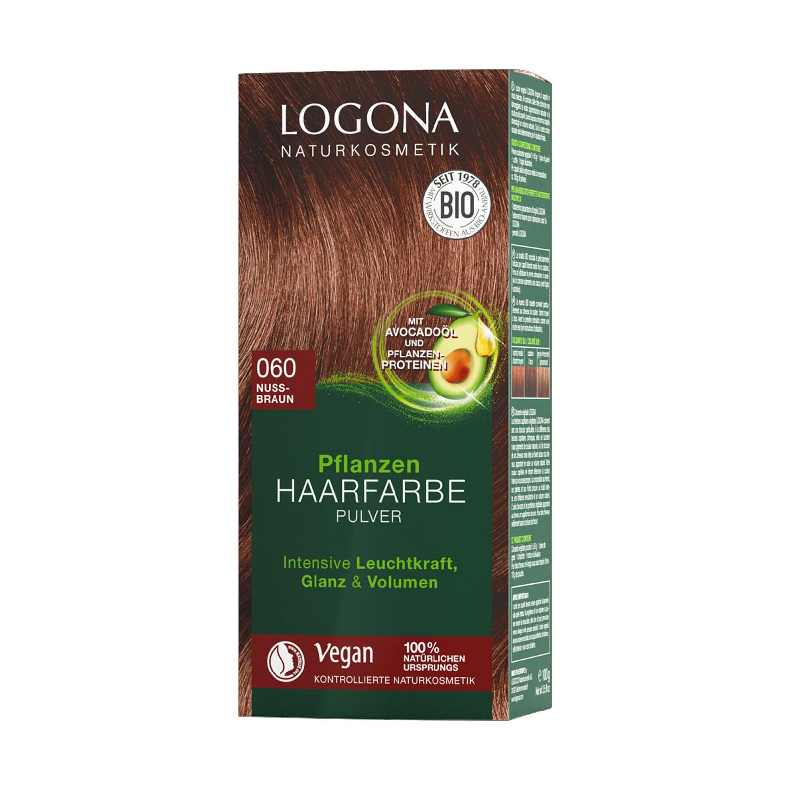Logona Prášková barva na vlasy oříškově hnědá, 060 100 g