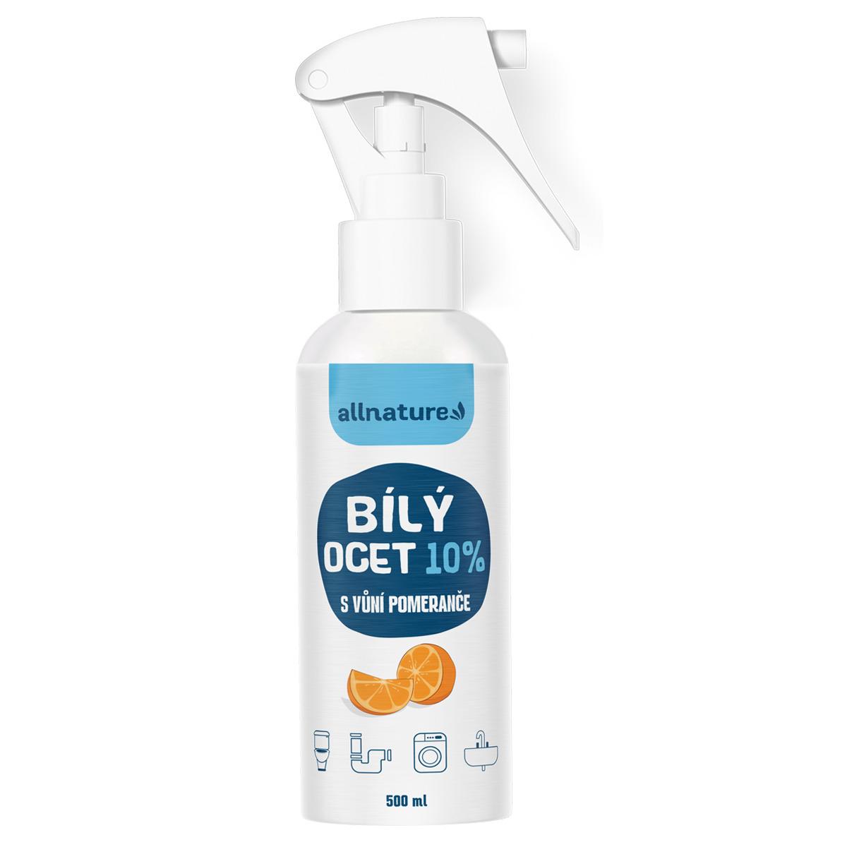 Allnature Allnature Bílý ocet sprej 10 % s vůní pomeranče, 500 ml 