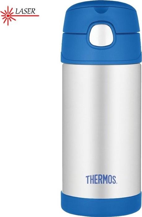 THERMOS Dětská termoska s brčkem - modrá 0,355 