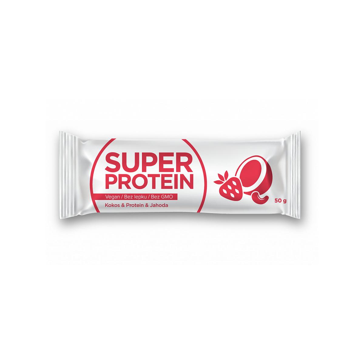 Balíček zdraví Tyčinka superprotein, kokos, protein a jahoda 50 g
