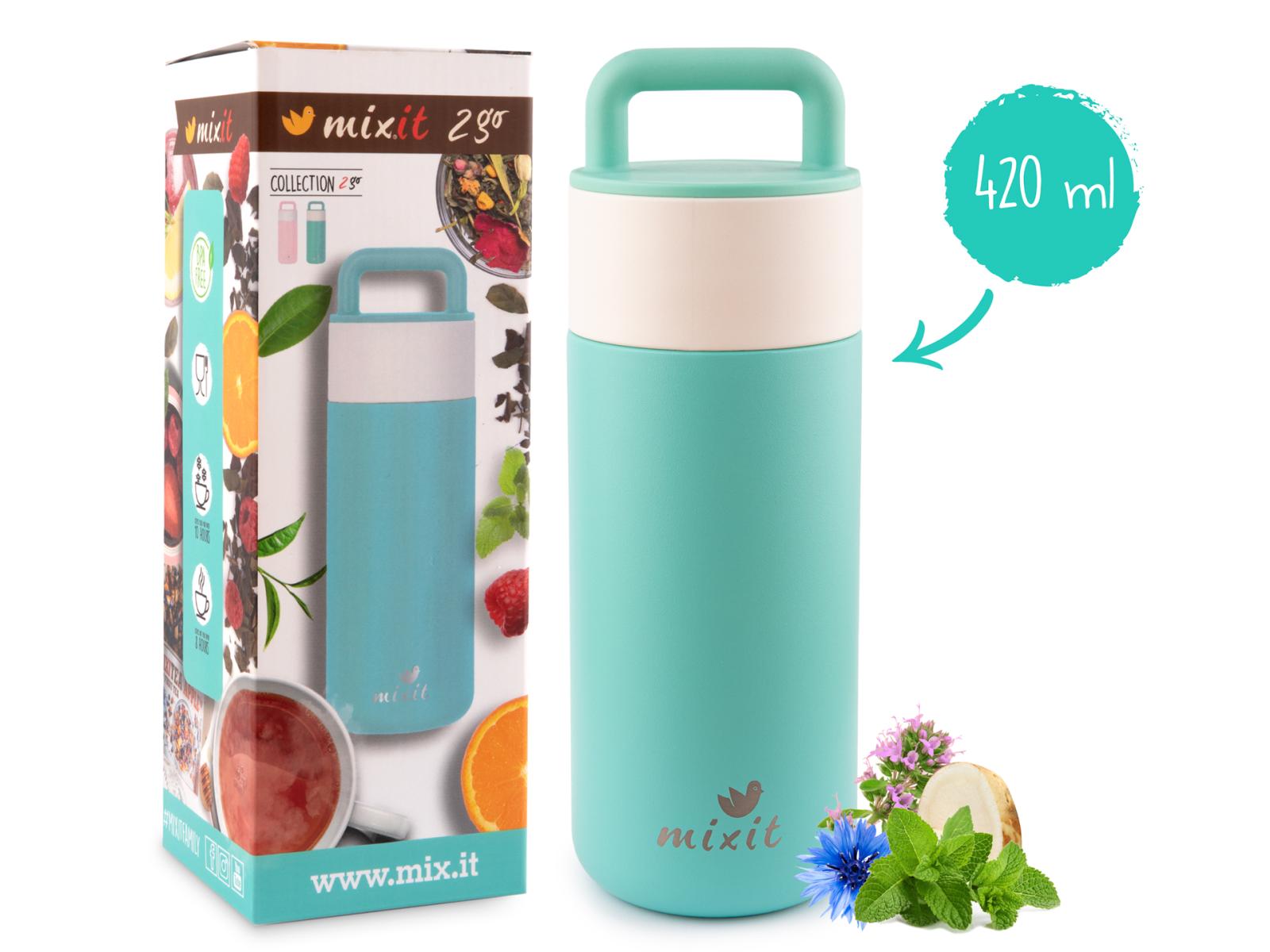 Mixit Mixit 2go Termoska s čajovým sítkem mintová, 420 ml 