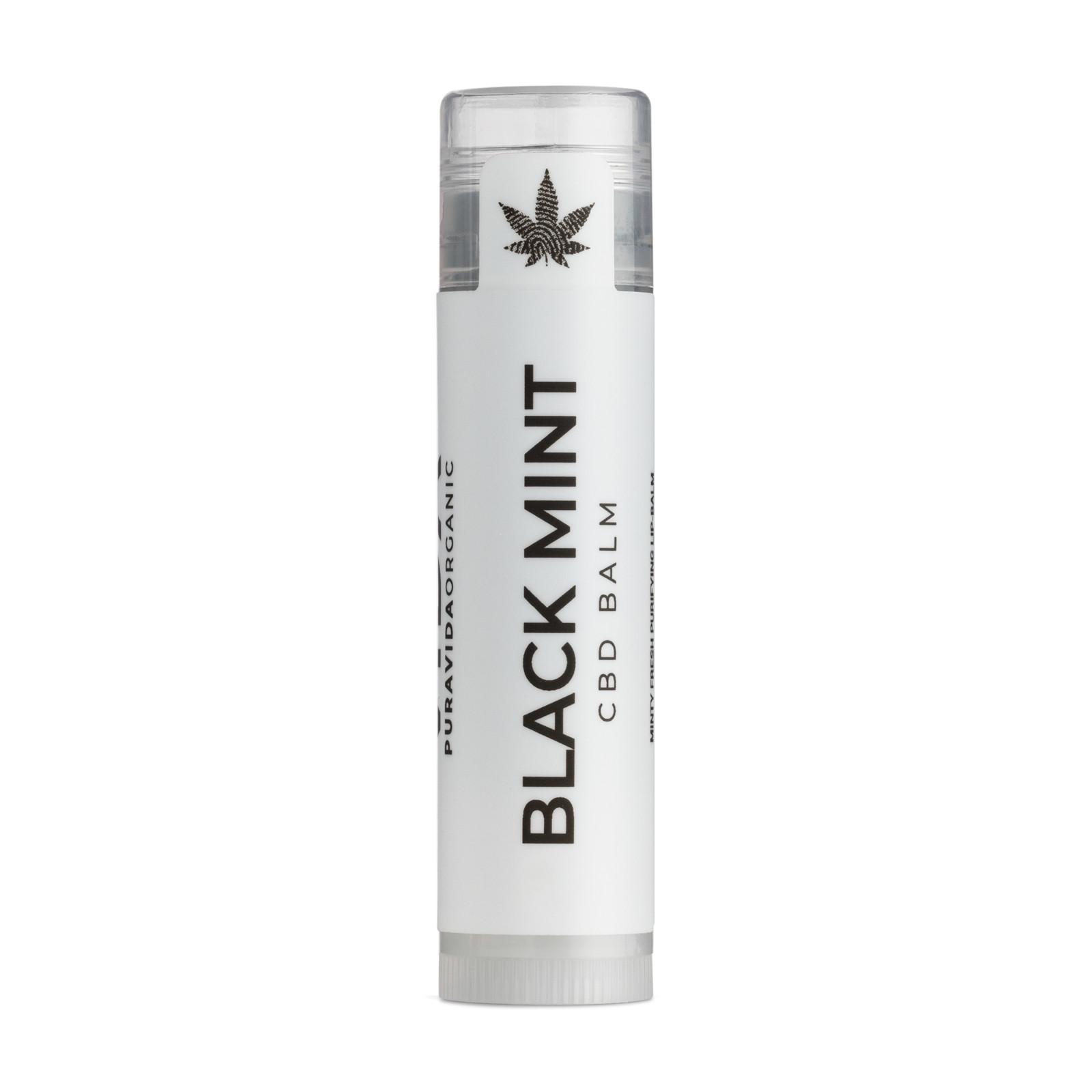 Pura Vida Organic CBD Balzám na rty, Black Mint, 15 mg 5 ml