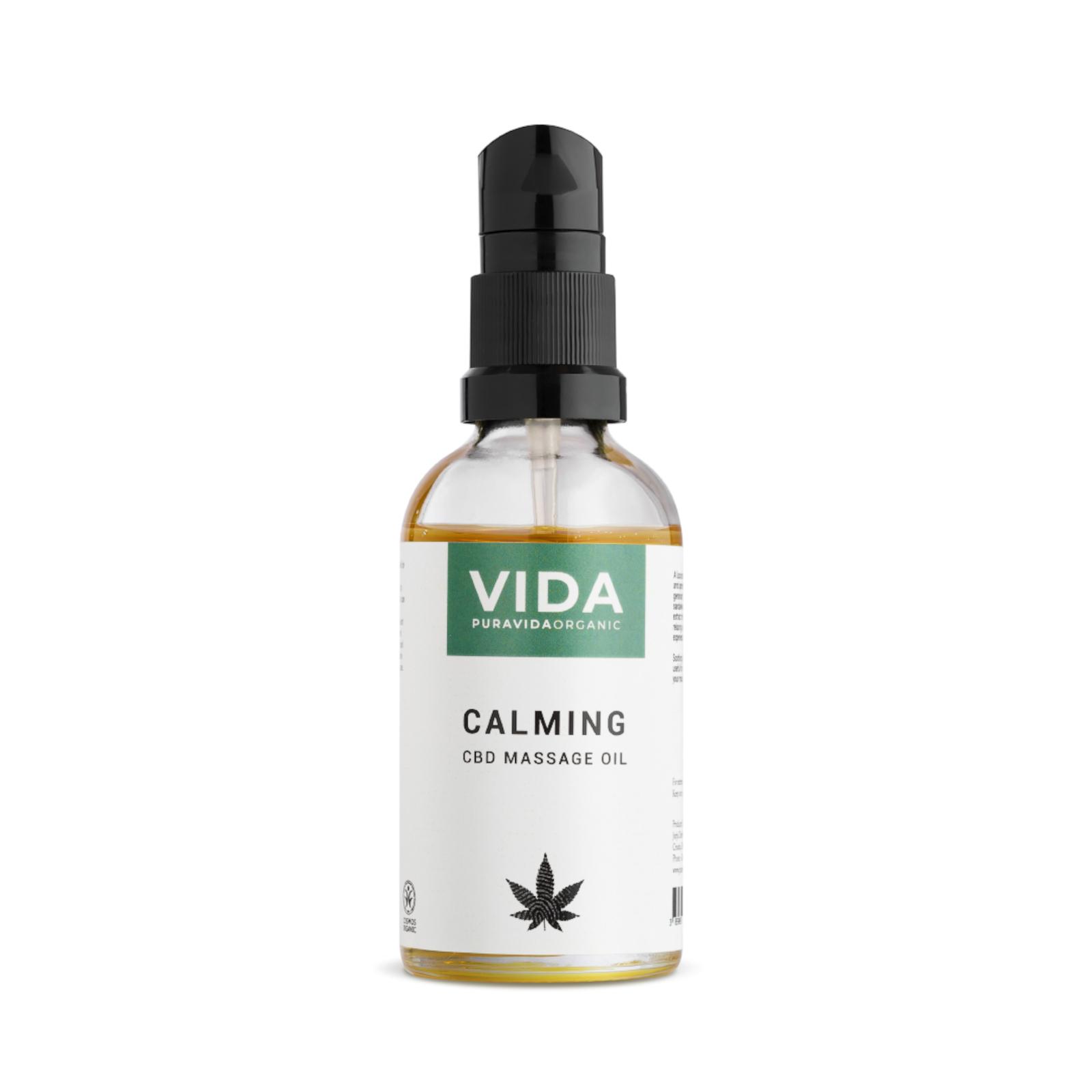 Pura Vida Organic CBD Masážní olej, Calming, 80 mg 50 ml