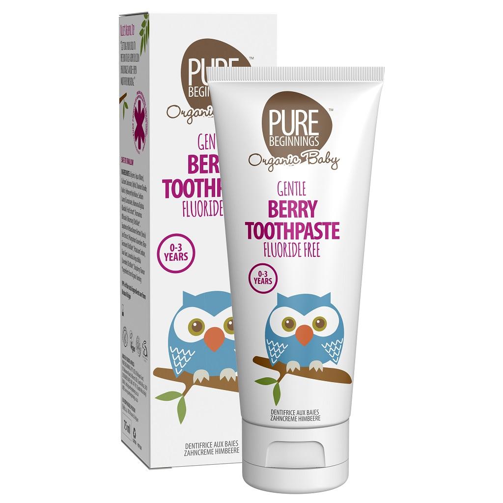 PURE BEGINNINGS Zubní pasta pro miminka bez fluoridů, malinová příchuť 0-3Y 75 ml