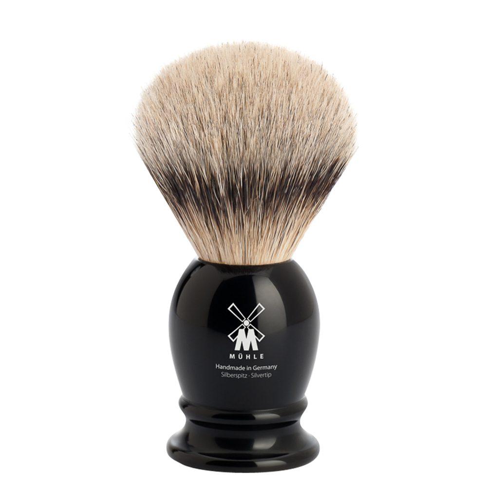 Mühle Mühle Malá štětka na holení Classic z jezevčích štětin silvertip badger- černá pryskyřice 