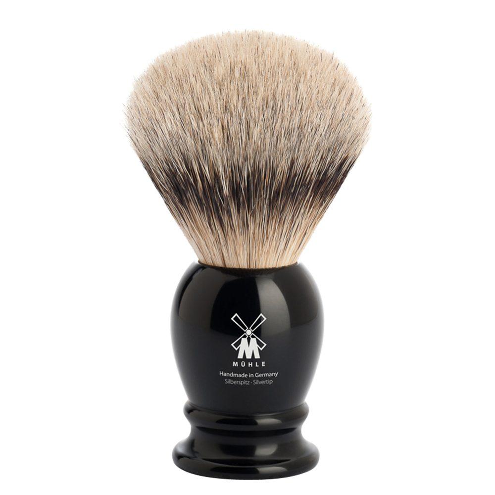 Mühle Mühle Velká štětka na holení Classic z jezevčích štětin (silvertip badger, černá pryskyřice), 1ks 