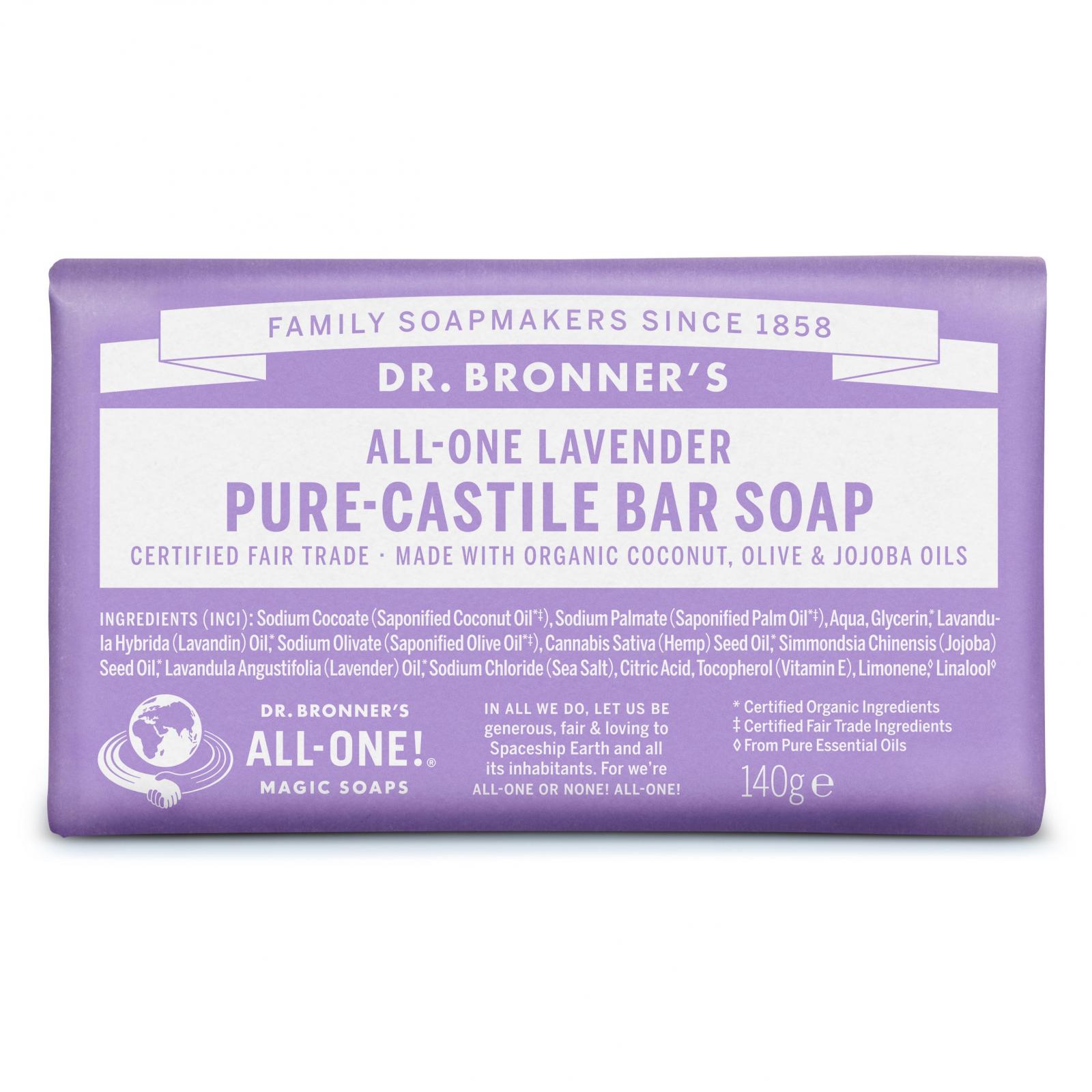 Dr. Bronner's Tuhé mýdlo Lavender 140 g