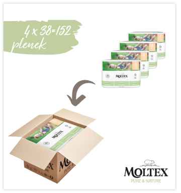 Moltex Pure & Nature Plenky Moltex Pure & Nature Mini 3-6 kg - ekonomické balení (4 x 38 ks) 