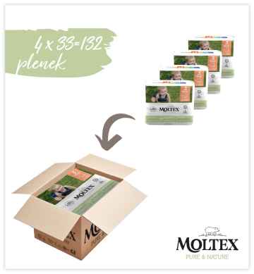 Moltex Pure & Nature Plenky Moltex Pure & Nature Midi 4-9 kg - ekonomické balení (4 x 33 ks) 