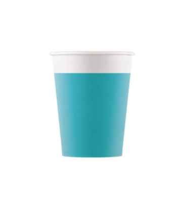 Procos EKO papírové kelímky TYRKYSOVÉ, 200 ml, 8 ks 