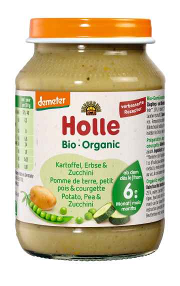 Holle Bio Holle Bio Brambor s hrášekem a cuketou pro děti od 6. měsíce, 190 g 