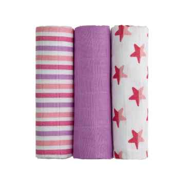 T-TOMI BIO Bambusové pleny pink stars / růžové hvězdičky 3 ks