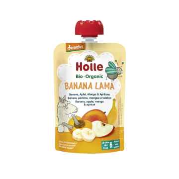 Holle Banana Lama Bio ovocné pyré banán, jablko, mango, meruňka 100 g