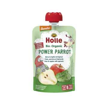 Holle Power Parrot Bio pyré hruška, jablko a špenát 100 g