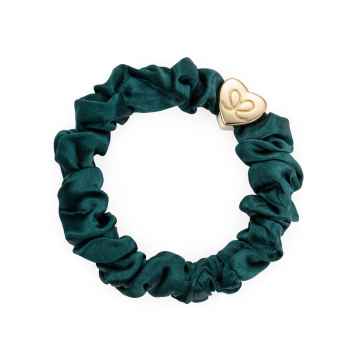By Eloise London Gumička Gold Heart Silk Scrunchie - zelená 1ks