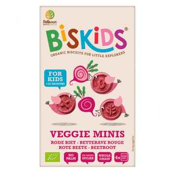 Belkorn BISkids BIO dětské celozrnné mini sušenky s červenou řepou bez přidaného cukru  120g