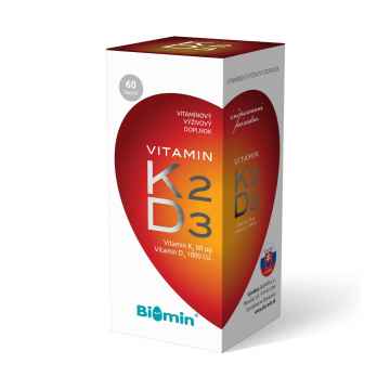 BIOMIN Vitamín K2 + D3, Exspirace 10/2022 60 ks